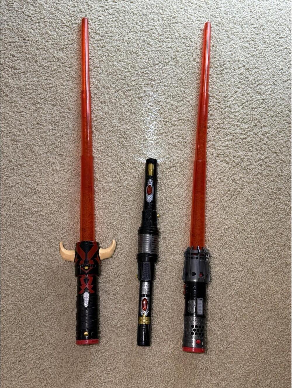 Star Wars Darth Maul Double Bladed Lightsaber Lot Red Sith Saber Hasbro